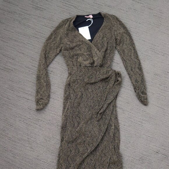 NWT Show Me Your Mumu Kimora Wrap Dress - Squiggle Sparkle Knit Size Small - Picture 3 of 7